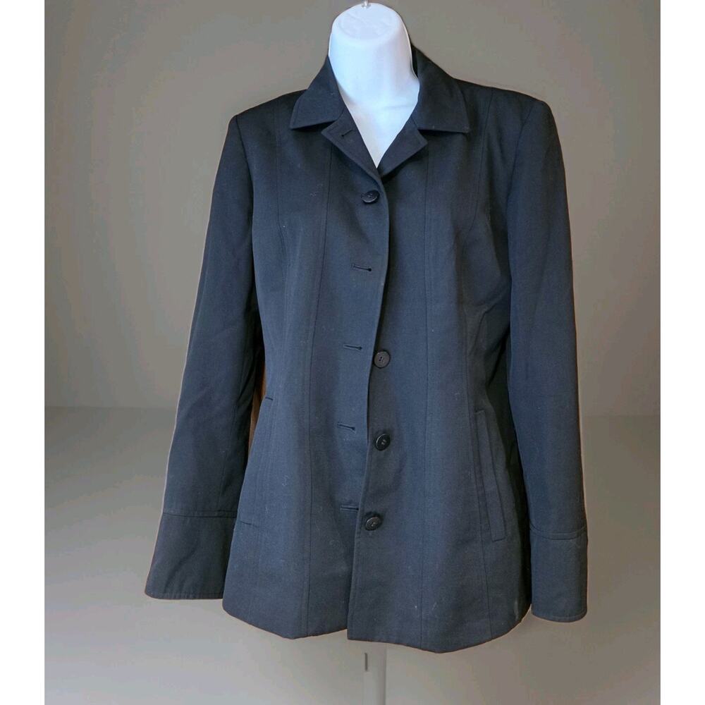 Vintage DKNY Black Button Up Blazer‎ Sz 4 Small Zipper Sleeves